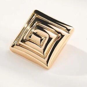 NWT ANTHROPOLOGIE SWIRLED SQUARE POST GOLD EARRINGS